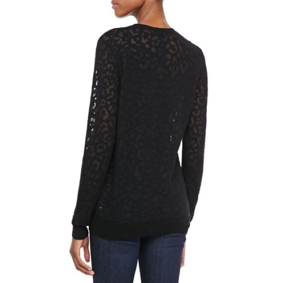 Theory Jaidyn P Exhibit Burnout Black Blue Animal Leopard Print Sweater EUC Sz S - Picture 2 of 9